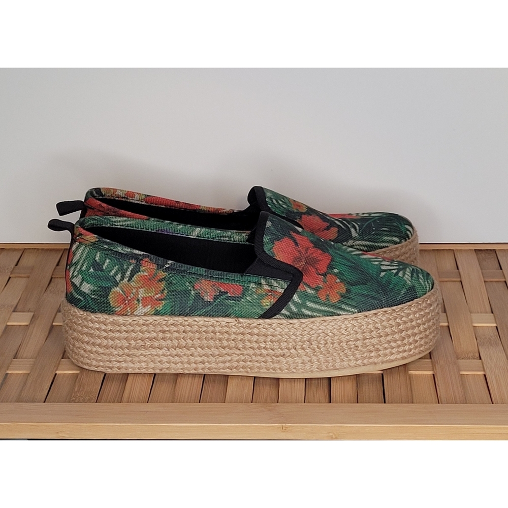 Zara Tropical Flower Leaf Platform Flat - Picture 2 of 8